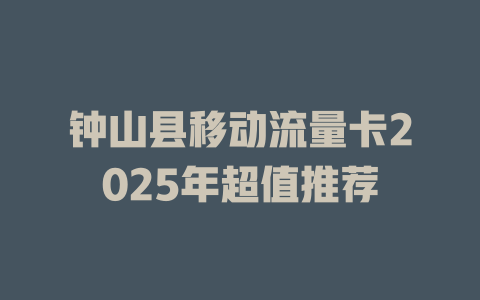 钟山县移动流量卡2025年超值推荐