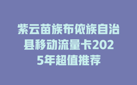 紫云苗族布依族自治县移动流量卡2025年超值推荐