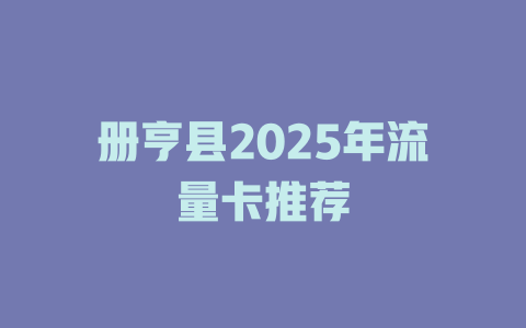 册亨县2025年流量卡推荐