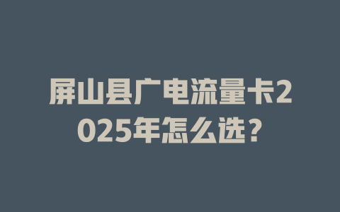 屏山县广电流量卡2025年怎么选？