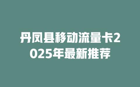 丹凤县移动流量卡2025年最新推荐