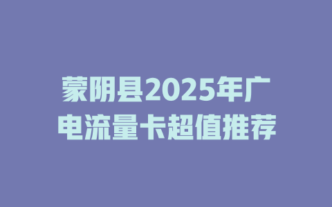 蒙阴县2025年广电流量卡超值推荐