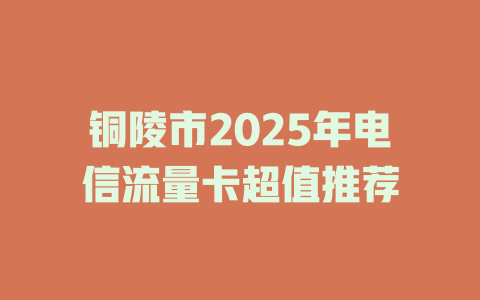 铜陵市2025年电信流量卡超值推荐