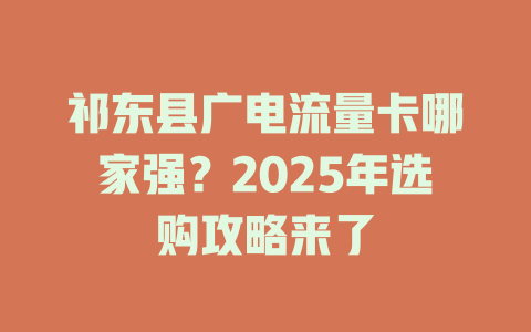 祁东县广电流量卡哪家强？2025年选购攻略来了