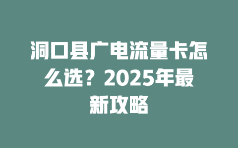 洞口县广电流量卡怎么选？2025年最新攻略