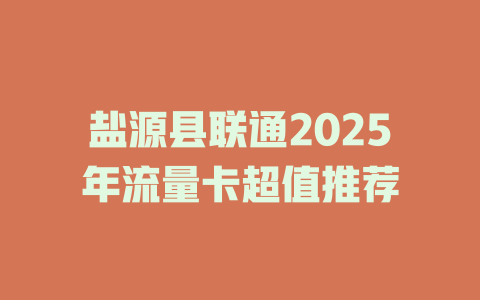 盐源县联通2025年流量卡超值推荐