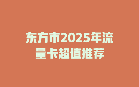 东方市2025年流量卡超值推荐