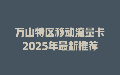万山特区移动流量卡2025年最新推荐