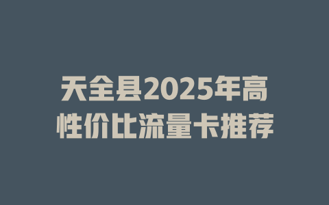 天全县2025年高性价比流量卡推荐