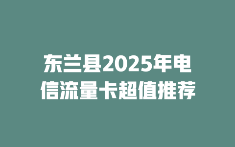 东兰县2025年电信流量卡超值推荐