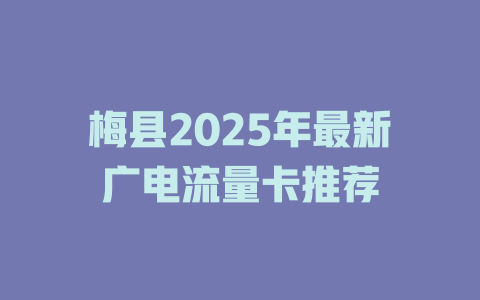 梅县2025年最新广电流量卡推荐