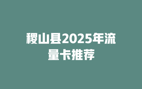 稷山县2025年流量卡推荐