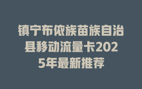 镇宁布依族苗族自治县移动流量卡2025年最新推荐