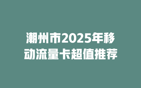 潮州市2025年移动流量卡超值推荐