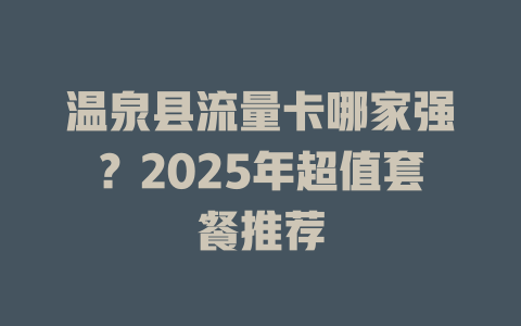 温泉县流量卡哪家强？2025年超值套餐推荐