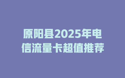 原阳县2025年电信流量卡超值推荐