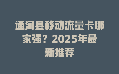 通河县移动流量卡哪家强？2025年最新推荐