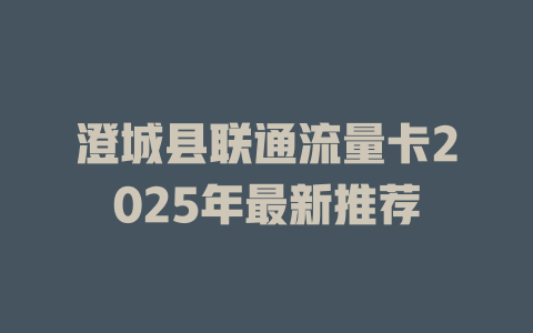 澄城县联通流量卡2025年最新推荐