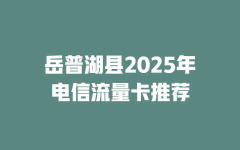 岳普湖县2025年电信流量卡推荐