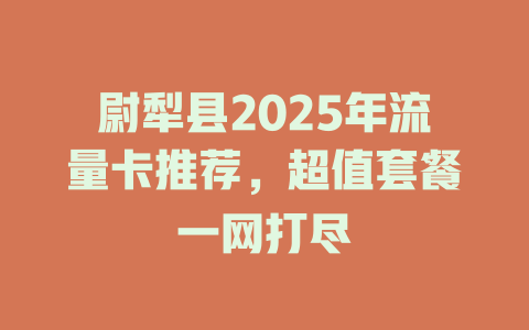 尉犁县2025年流量卡推荐，超值套餐一网打尽