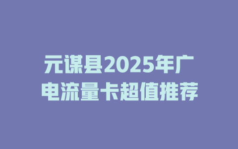 元谋县2025年广电流量卡超值推荐