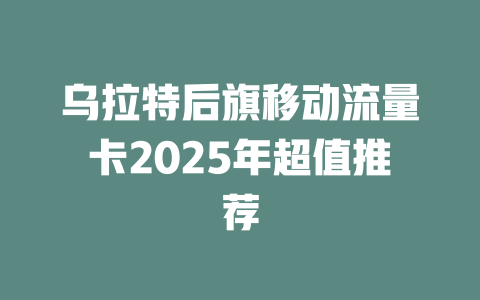 乌拉特后旗移动流量卡2025年超值推荐
