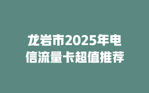 龙岩市2025年电信流量卡超值推荐