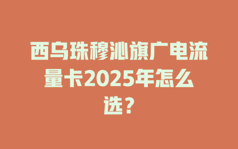 西乌珠穆沁旗广电流量卡2025年怎么选？