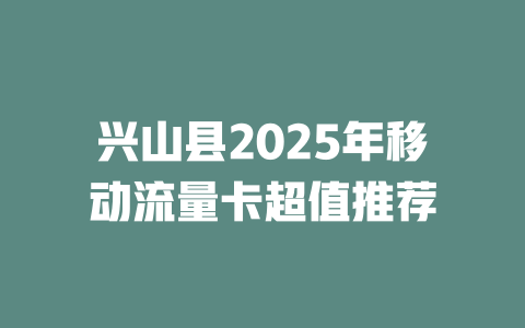 兴山县2025年移动流量卡超值推荐