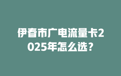 伊春市广电流量卡2025年怎么选？
