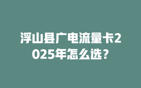浮山县广电流量卡2025年怎么选？