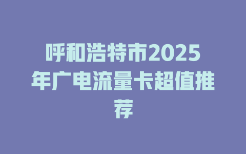 呼和浩特市2025年广电流量卡超值推荐