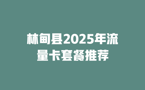 林甸县2025年流量卡套餐推荐