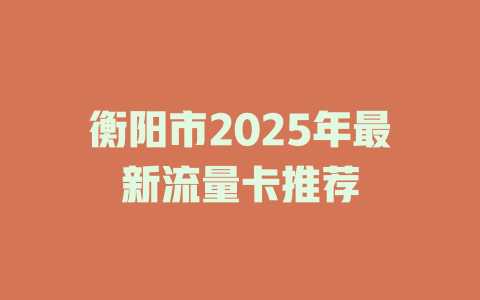 衡阳市2025年最新流量卡推荐
