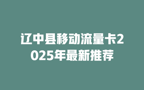 辽中县移动流量卡2025年最新推荐