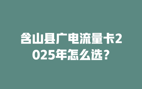 含山县广电流量卡2025年怎么选？