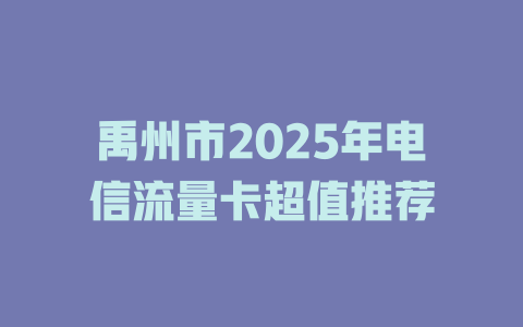 禹州市2025年电信流量卡超值推荐