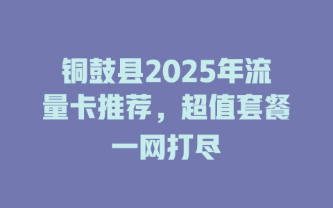 铜鼓县2025年流量卡推荐，超值套餐一网打尽