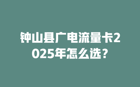 钟山县广电流量卡2025年怎么选？