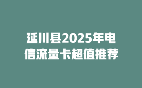 延川县2025年电信流量卡超值推荐