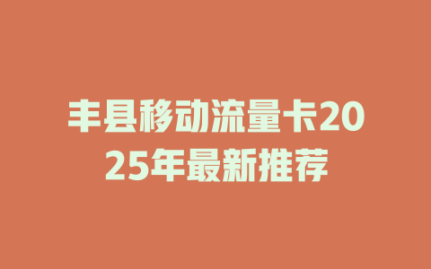丰县移动流量卡2025年最新推荐