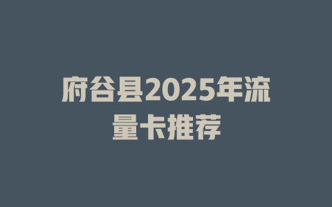 府谷县2025年流量卡推荐