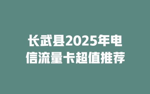 长武县2025年电信流量卡超值推荐