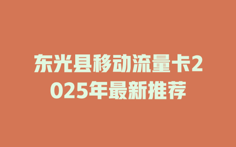东光县移动流量卡2025年最新推荐