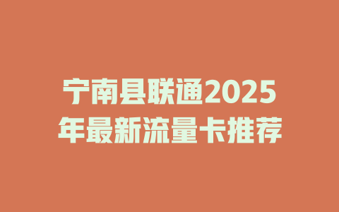 宁南县联通2025年最新流量卡推荐