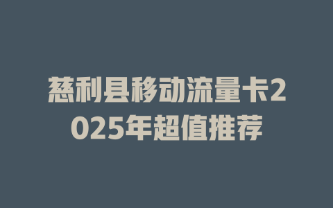 慈利县移动流量卡2025年超值推荐
