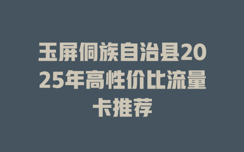 玉屏侗族自治县2025年高性价比流量卡推荐
