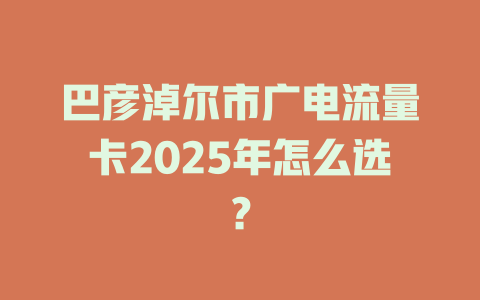 巴彦淖尔市广电流量卡2025年怎么选？