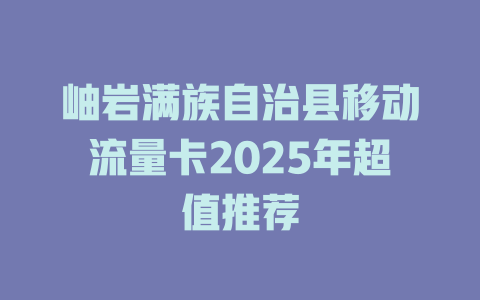岫岩满族自治县移动流量卡2025年超值推荐