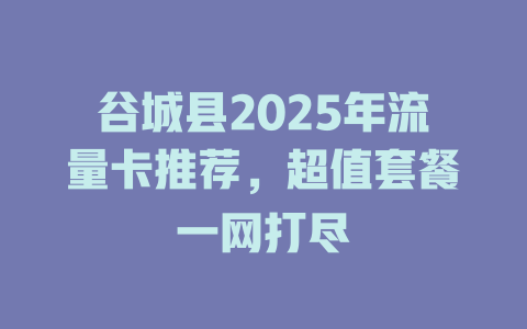 谷城县2025年流量卡推荐，超值套餐一网打尽